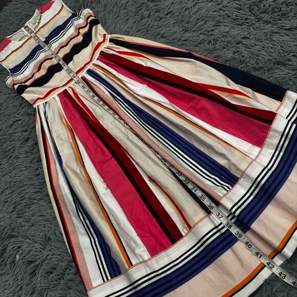 Kate Spade Striped Multicolor Sleeveless Dress Fit n Flare Size 00 - Picture 8 of 11